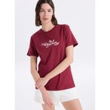 Jeep Bisiklet Yaka Baskılı Vişne Kadın T-Shirt J6SL-TST7182 - M
