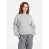 Jeep Bisiklet Yaka Loose Fit Kazak, M, 5003276415, Gri Melanj, Kadın