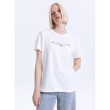 Jeep Bisiklet Yaka Nakışlı Kırık Beyaz T-Shirt J6Sl-Tst7111, XS, 5003328809, Kırık Beyaz, Kadın