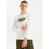 Jeep Bisiklet Yaka Nakışlı Sweatshirt, M, 5003276373, Ekru, erkek