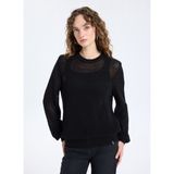 Jeep Bisiklet Yaka Relaxed Ajurlu Siyah Kazak Kadın J5WL-KZK7003 - XL