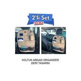Jeep Comander Araç İçi Deri Koltuk Arkası Organizer 2'li Set Düzenleyici Bej