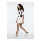 JEEP Ekru - Lacivert Kadın Loose Fit Çizgili Sweatshirt J6SL-SWT7021