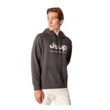 Jeep Erkek Kapüşonlu Baskılı Sweatshirt, Antrasit, XL