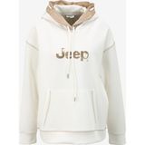 Jeep J4SL-SWT7022 Kırık Beyaz Kapüşonlu Loose Fit Baskılı Kadın Sweatshirt