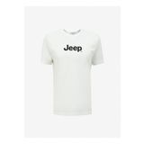 Jeep J4SM-TST7246 Kırık Beyaz Bisiklet Yaka Baskılı Erkek T-Shirt