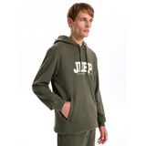 Jeep Kapüşon Yaka Baskılı Sweatshırt, 2XL, 5003276441, Haki, erkek