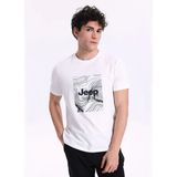 Jeep Kırık Beyaz Erkek Relaxed Baskılı T-Shirt J6SM-TST7320 - XL