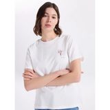 Jeep Kırık Beyaz Kadın Relaxed Baskılı T-Shirt J6SL-TST7011 - XL
