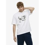 Jeep Kırık Bisiklet Yaka Relaxed Baskılı T-Shirt, L, 5003097391, Beyaz, Erkek