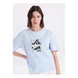 JEEP Mavi Kadın Loose Fit Baskılı T-Shirt J6SL-TST7178