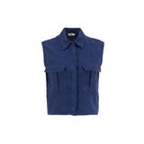 Jeep Relaxed Fit Keten Gömlek, XL, 5003225151, Lacivert, Kadın