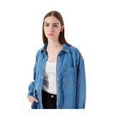 Jeep Relaxed Fit Yıkamalı İndigo Denim Gömlek, S, 5003225703, İndigo, Kadın