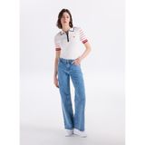 Jeep Yüksek Bel Düz Paça Regular Fit İndigo Denim Pantolon, 27, 5003328391, İndigo, Kadın