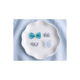Jeevee Saçsız Bebek Tokası 4'lü Set - Fiyonk & Kelebek Kalp Yıldız Figürlü Mavi Set