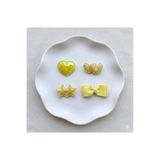Jeevee Saçsız Bebek Tokası 4'lü Set - Fiyonk & Pullu Kalp-Parıltılı Kalp Yıldız Figürlü