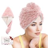 JEFFSUN Mikrofiber Saç Kurutma Havlu Sargısı, Kadınlar için 2 Katmanlı Ekstra Kalın Süper Emici Kapüşonlu Saç Havlusu Uzun Kıvırcık Kıvırcık Islak Saç, 2 Renk Pembe ve Beyaz Ters Çevrilebilir Saç
