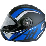 Jekai Jk-20 115 Modeli Güneş Vizörlü Çeneden Açılır Kask - Mavi/siyah - L - Siyah - Mavi