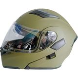 Jekai Jk-21 902 Model Güneş Vizörlü Çenededen Açılır Kask - Haki Yeşil - L