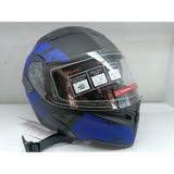 Jekai Jk-21 902 Model Güneş Vizörlü Çenededen Açılır Kask - Siyah-Mavi - XL