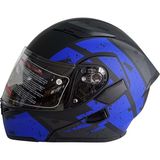 Jekai Jk-21 902 Model Güneş Vizörlü Çenededen Açılır Kask - Siyah-Mavi - Xxl - Renkli - 2XL