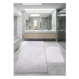 JEL Gri 80x150 + 50x80 cm Büyük Ebat 2'li Banyo Halısı Paspası Seti Kaymaz Klozet Takımı