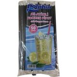 Jelatin Sargılı Siyah Düz (Körüksüz) Frozen Pipet 50 Li 23,5 cm Boy 7 mm Çap Dolphin & Roll-Up