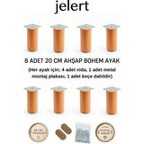 Jelert Bohem Masif Gürgen 20 cm Mobilya Yükseltme Ayağı – 8'li, Ceviz - Robot Süpürge Uyumlu 1. Sınıf Gürgen Ağacı, Kanepe Berjer Koltuk Tv Ünitesi Yükseltici Ayak