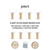 Jelert Bohem Masif Gürgen 20 cm Mobilya Yükseltme Ayağı – 8'li, Ham/Boyasız - Robot Süpürge Uyumlu 1. Sınıf Gürgen Ağacı, Kanepe Berjer Koltuk Tv Ünitesi Yükseltici Ayak