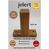 Jelert Masif Gürgen Ahşap 14,5 cm Mobilya Yükseltme Destek Ayağı, T-Açık Ceviz, Tekli, Robot Süpürge Uyumlu, 1. Sınıf Gürgen Ağacı, Kanepe Berjer Koltuk Tv Ünitesi Yükseltici Destek Ayak