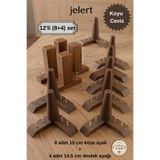 Jelert Masif Gürgen Ahşap Koyu Ceviz 12'li (8+4) Set - Mobilya Yükseltme Ayağı, Robot Süpürge Uyumlu, 1. Sınıf Gürgen Ağacı, Kanepe Berjer Koltuk Tv Ünitesi Yükseltici Ayak