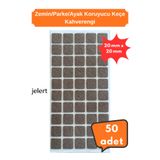 Jelert Mobilya Zemin Koruyucu Keçe 20x20 mm Kare Kahve 50 Adet - Sandalye Masa Sehpa Ayağı Keçesi