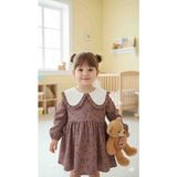 Jeliboom Kız Çocuk Desenli Yakalı Elbise - 2 - 3 Yaş - Açık Mürdüm