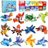 Jellydog Toy Çocuklar için Parti Şekerleri Hediye Çantaları, 12 Adet Mini Yapı Taşları Okyanus Hayvanı, Deniz Yaratıkları Yapı Taşları Seti, Doğum Günü Partisi Hediyesi, Hediye Çantaları, Ödül, Pasta Süsü için