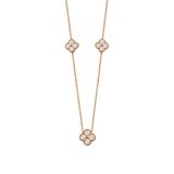 jelux silver 925 Ayar Gümüş Üçlü Yonca Zirkon Taşlı Rose Kolye