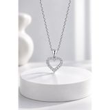 jelux silver Gümüş 925 Ayar 6*6 Mm Premium Star Kesim Zirkon Taşlı 45 Cm Içi Boş Kalp Kolye
