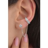 jelux silver Gümüş 925 Ayar Rodyumlu Zirkon Taşlı Kıkırdak Küpe