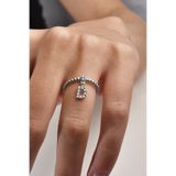 jelux silver Gümüş 925 Ayar Zirkon Taşlı D Harf Ayarlanabilir Yüzük