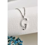 jelux silver Gümüş 925 Ayar Zirkon Taşlı Gümüş Minimal Harf Kolye G