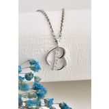 jelux silver Gümüş 925 Ayar Zirkon Taşlı Harf Kolye B