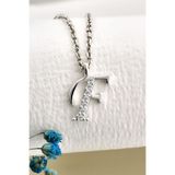 jelux silver Gümüş 925 Ayar Zirkon Taşlı Harf Kolye F