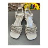 JENA BEYAZ SİMLİ EN MODA 4,5 CM TOPUK BOYUNDA KALIN TOPUK KADIN ABİYE AYAKKABISI