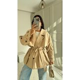 Jena Oversize Kuşaklı Düğmeli Trençkot 2635 - Bej - Standart
