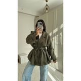 Jena Oversize Kuşaklı Düğmeli Trençkot 2635 - Haki - Standart