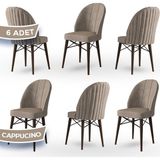 Jena Serisi 6 Adet Mutfak Sandalyesi 1.sınıf Babyface Ithal Kumaş Ceviz Gürgen Ayak - Cappucino