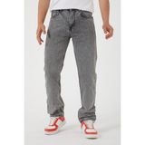 Jenalli Erkek Açık Gri Baggy Düz Bol Kesim Kot Pantolon - 32