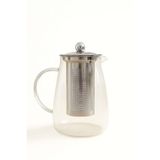 Jenisa 1500 ml Cam Metal Süzgeçli Demlik – Isıya Dayanıklı Detoks Sürahisi & Bitki Çayı Karafı