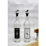 Jenisa 2li 750 Ml Zeytinyağı Sıvıyağ Şişesi Cam Yağdanlık Akıtıcılı Yağlık 750ml