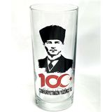 Jenisa 2li Atatürk Baskılı Cumhuriyetimizin 100. Yılı Özel Tasarım Cam Rakı Bardağı - Şeffaf - 200 ml