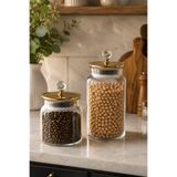 Jenisa 2’li Gold Metal Kapaklı Vakumlu Cam Kavanoz Seti 900 ml + 1400 ml Erzak Saklama Kabı